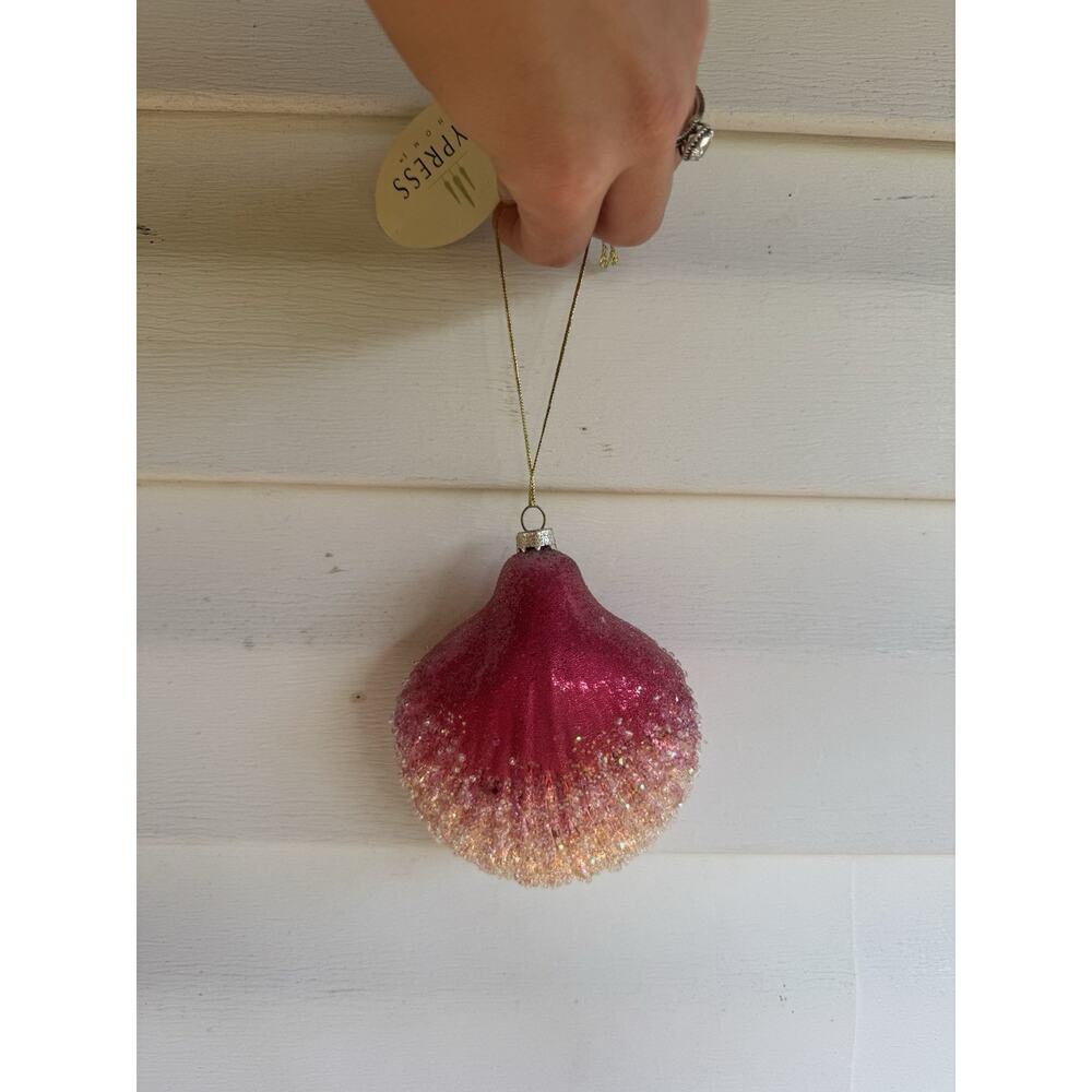 Hot Pink Cream Glitter Seashell Christmas Ornament Sparkly New Girly Holiday